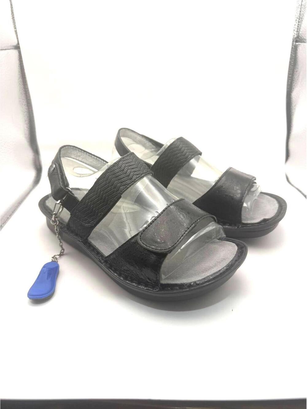 Alegria Black Leather Women's Sandals with Adjustable Straps Size 5 Eu 35